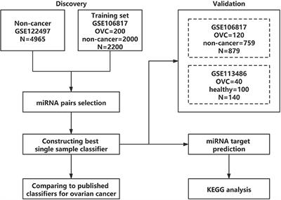 Predict ovarian cancer by pairing serum miRNAs: Construct of single sample classifiers